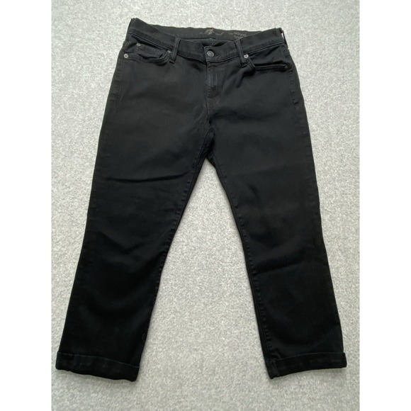 7 For All Mankind Womens Jeans 30x22 Gray Black Dark Washed The Skinny Crop Roll - Picture 1 of 14
